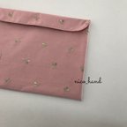 作品●連絡袋　さくらんぼ　刺繍　ピンク● 連絡帳袋　入学準備　