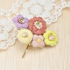 作品お花5つの刺繍のポニーフック