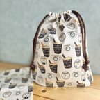 作品【給食セット】シロクマカフェ　アイボリー　男の子　女の子　巾着袋&ランチョンマット