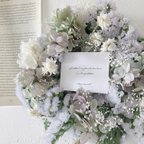 作品wreath №12   スターチスと紫陽花春待ちリース　フレンチシャビー　ナチュラル　ドライフラワー　プリザーブドフラワー