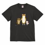 作品Tシャツ　オオサンショウウオとウーパールーパーと俺茶トラ猫　濃色系