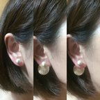 作品3way♡ゴールドプレート×コットンパール一粒ピアス