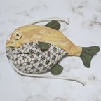 作品お魚巾着 巾着袋 さかな ハンドメイド No.253