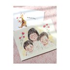 作品母の日 似顔絵 2L ポストカード 母の日ギフト イラスト 水彩 ギフトカード メッセージカード