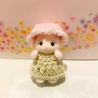 作品◇フラワーワンピース　さくら色◇シルバニア赤ちゃん　着せ替え　ワンピース　レース糸　パステル　