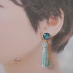 作品【sale】2wsyタッセル  ピアス～水色～ B/金属アレルギー対応/夏