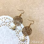 作品【送料無料】ゴールド×パール ピアス／イヤリング