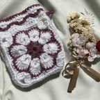 作品パープル 巾着袋 💜 小物入れ モチーフ編み