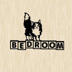 作品猫好きな方にお勧め！　BEDROOMサイン ベッドルーム表示ステッカー　ノルウェージャンフォレストキャット　