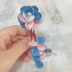 作品まる花弁の可愛いかんざし☆下がりがついて華やか