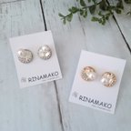 作品【SWAROVSKI】コットンパール&bijouピアス