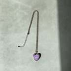 作品Vintage 90s USA retro purple flower heart locket pendant レトロ アメリカ ヴィンテージ パープル フラワー ハート ロケットペンダント 