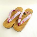 作品30％off　Ｌ舟高〕クリア×花の彫り×桜花緒【割引き品・浴衣・花火大会・夏祭り】一点限り