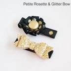 作品ベビー&キッズ  ヘアクリップ2点セット ブラック【Petite Rosette&GLITTER BOW】