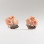 作品スモーキークォーツとお花のピアス-Smoky quartz with flower earring