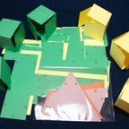作品受験対策　～　展開図　立方体11パターン＋正四面体2パターン　紙製　切り抜き