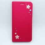 作品桜ピンクのスマホケース♡ スワロデコ