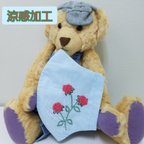 作品夏用☆冷感加工☆ お花 手刺繍マスク ブルー