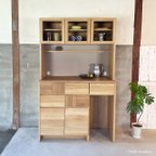 作品キッチンボード　食器棚　w105　カップボード　キャビネット　オーク材　北欧　日本製　