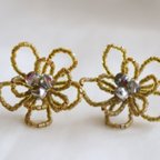 作品Beads flower earrings -yellow