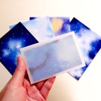 作品星雲の封筒付き２つ折りミニメッセージカード５枚セット