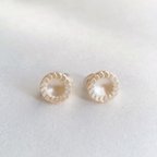 作品vintage German circle pearl button earrings (s.steel)