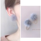 作品ハンドメイド ピアス ハンドメイド イヤリング ミンクファー 