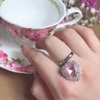 作品ビジューリング　ハートビジュー　キラキラ　リング　heart  ring クリスタル　キュービックジルコニア　チャームリング　シルバー