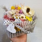 作品母の日　かごアレンジ　アネモネ　紫陽花　プリザーブド　送料込み