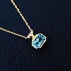 作品「初夏」K18イエローゴールド　天然アクアマリン　天然ダイヤモンド　和名藍玉　水宝玉 3月誕生石　ネックレス