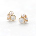 作品【送料無料】ピアス再入荷！金属アレルギー対応／パール ジルコニア ホワイトオパール　white opal bijoux pierce（イヤリング有）