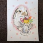 作品プリン・ア・ラ・モード〜うさぎ〜【パステル画 絵画 原画】