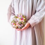 作品【母の日】ラナンキュラスの三日月リース　ピンクリース　ドライフラワー　春爛漫　母の日　玄関リース　結婚祝い　新築祝い