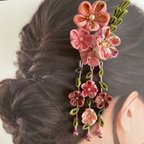 作品 花びら舞う つまみ細工　七五三　成人式　髪飾り ピンク クリップ
