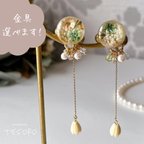 作品【ドライフラワー♡ピアス/イヤリング】金具が選べます❤︎ ニッケルフリー　サージカルステンレス　お花　レジン　アイボリーチューリップ