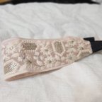 作品桜色のインド刺繍リボン(チュール生地)のヘアバンド✾キッズベビー