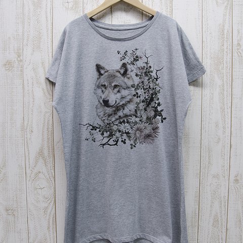 ronronWOLF ワンピースTee　Calld?（ヘザーグレー） / R035-O-GR