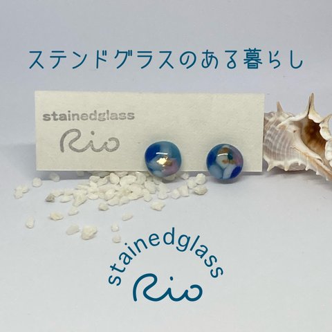 Rioのオリジナルガラス玉　クリップイヤリング#006