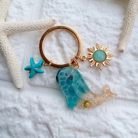 【SALE】【海クジラと太陽のキーホルダー】