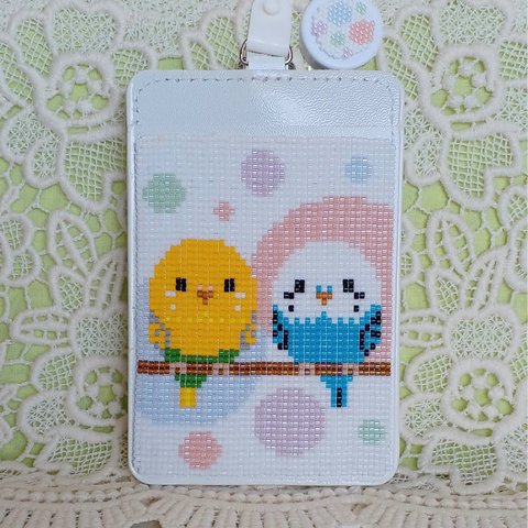 セキセイインコICカードケース①　ビーズ織り