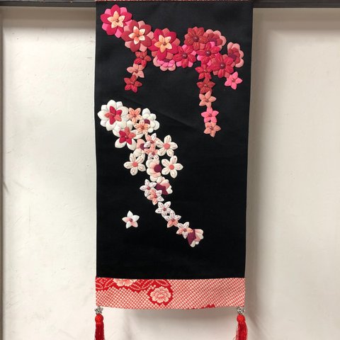 【キット】桃の花のタペストリー【押し絵】【古布】