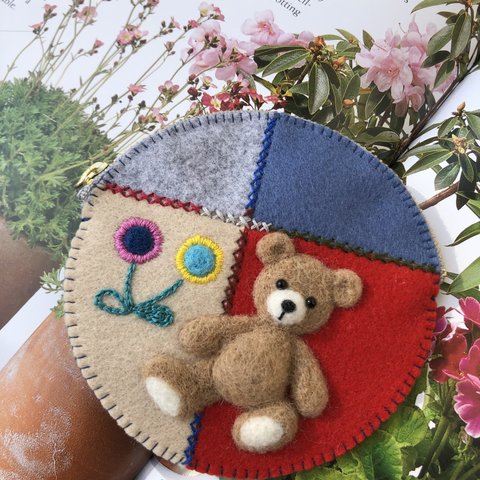 🧸felt  de patchworkテディベアのコインケース🧸