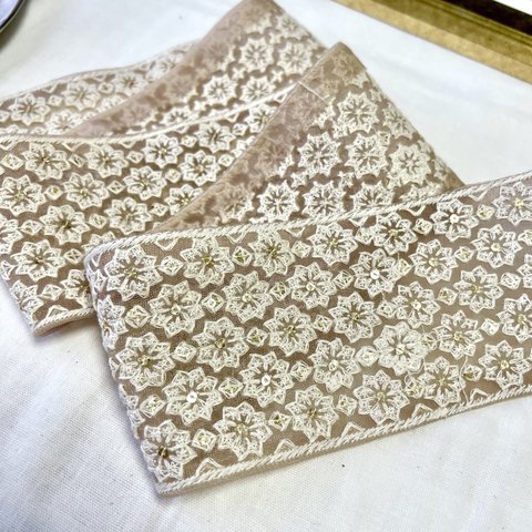 [50cm] インド刺繍リボン　チュール　F