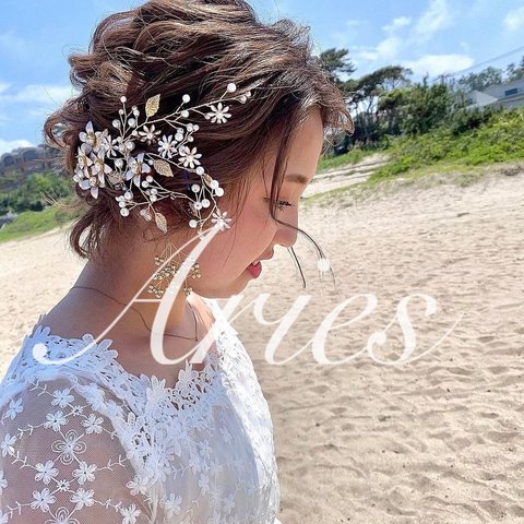 ウェディング　前撮り　ブライダル　花嫁　結婚式　ヘアアクセサリー　ヘッドドレス　