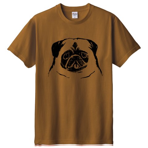 パグ　 Tシャツ （ブラウン）犬