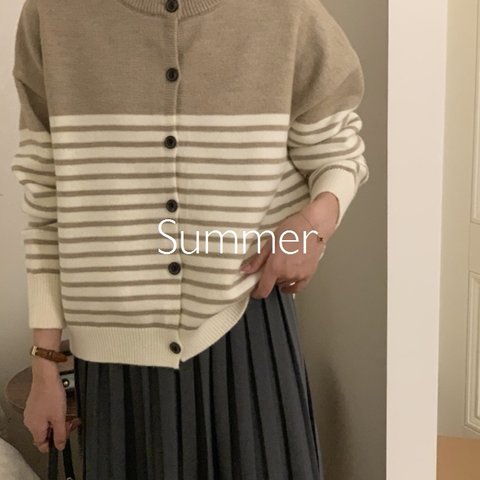 ニットセーターコートカーディガン 暖かく~厚手セーター~純色*ストライプデザイン
