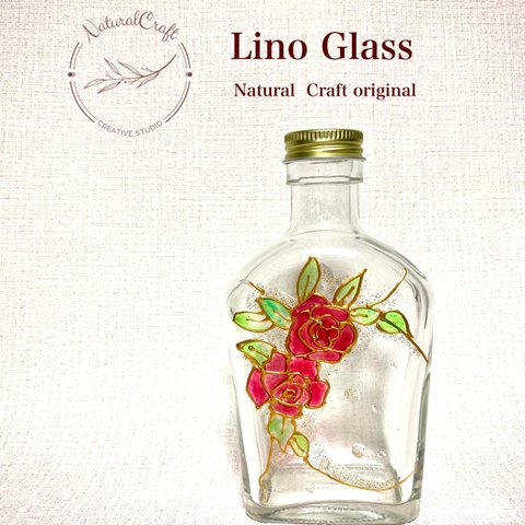 NoR1.  Lino Glass RED Rose🌹　ボトル