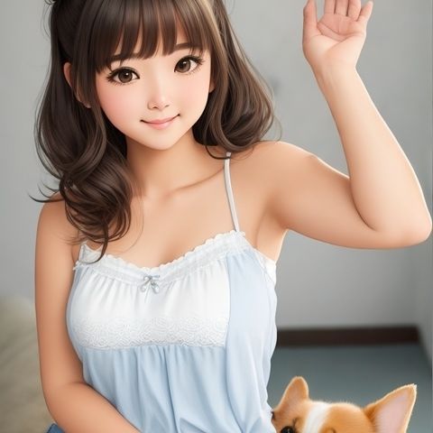 スマホ壁紙 犬と女の子