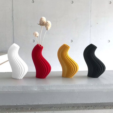 3Dプリンター製 ドライフラワー用フラワーベース「さざ波」・花瓶アート