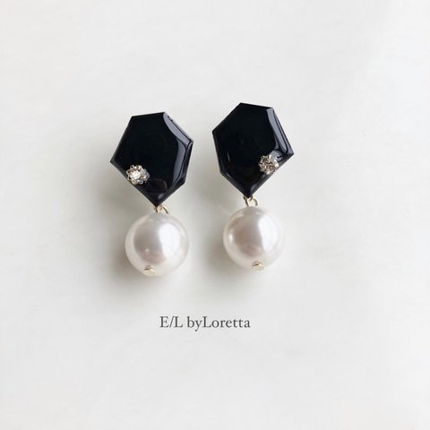 KAKERA pearl pierce/earring Ⅰ(Black)